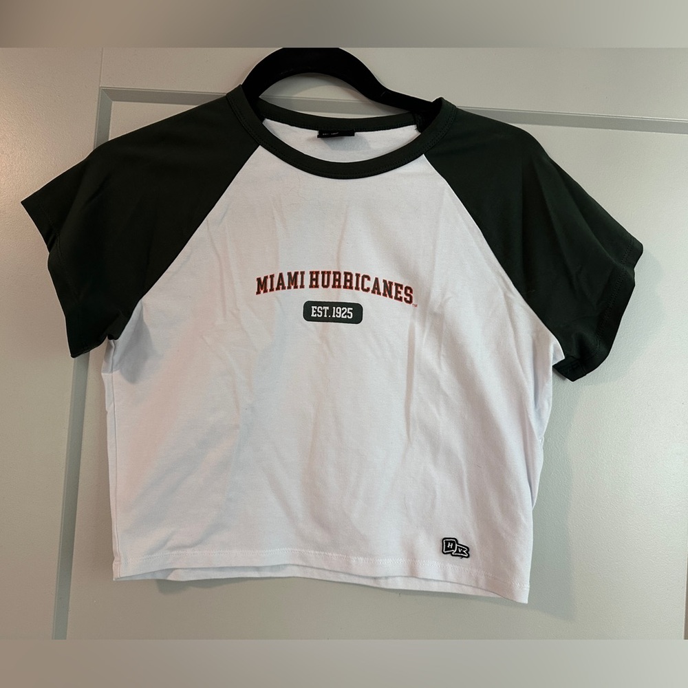 Miami Hurricanes Cropped Raglan T-Shirt Sz L